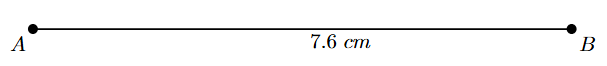 Step 1: A line segment AB of length 7.6 cm is drawn.